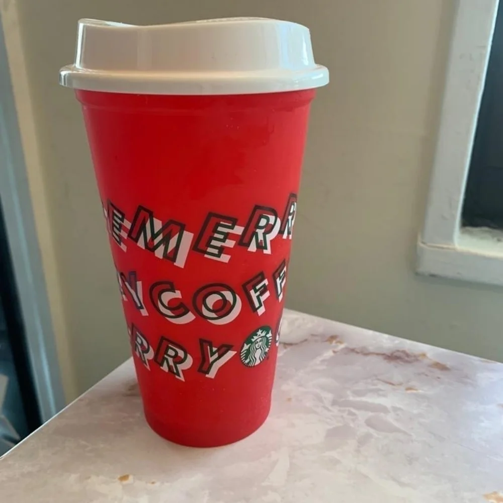 Vintage Chrismas Starbucks cold cup‎ Plastic Lightwight